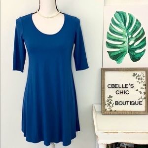 Eileen Fisher Fit and Flare Blue Mini Dress